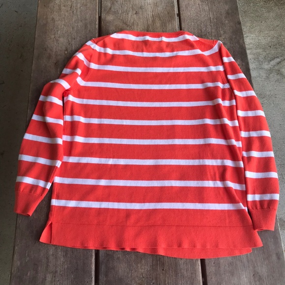 Crown & Ivy Orange White Striped Crab Sweater Prep - Picture 6 of 6
